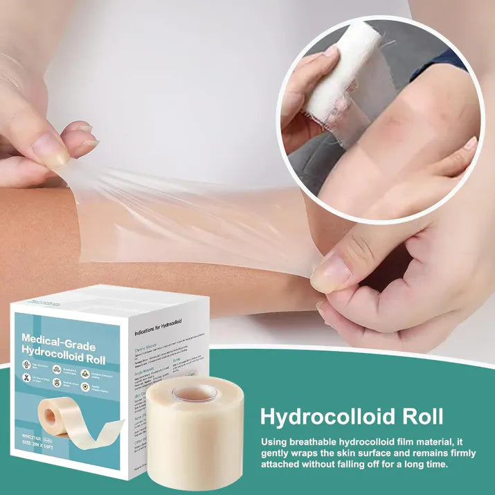 Clear Hydrocolloid Skin Patch Roll (16.4ft) Flexible, Cut-to-Size.