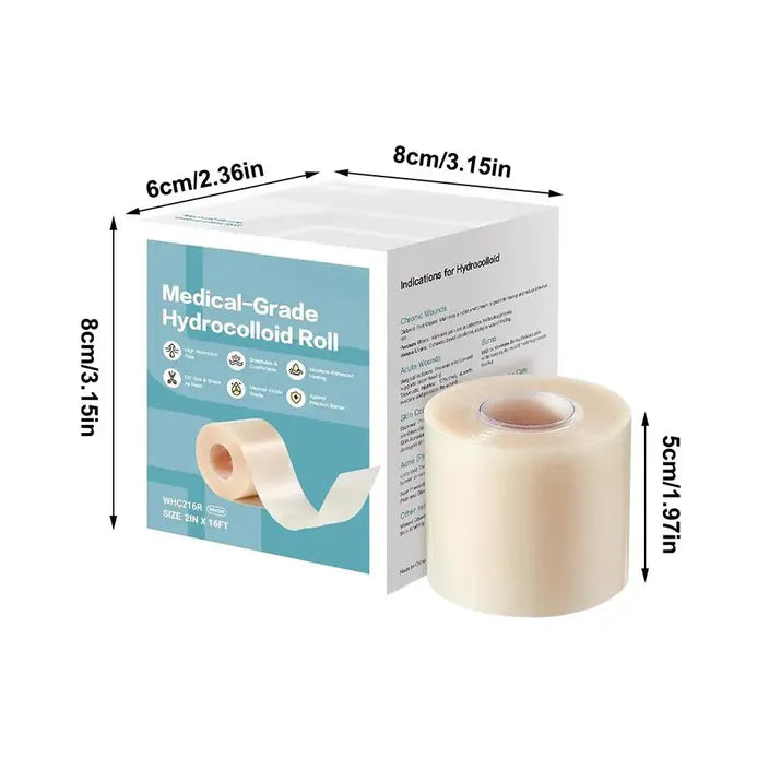 Clear Hydrocolloid Skin Patch Roll (16.4ft) Flexible, Cut-to-Size.